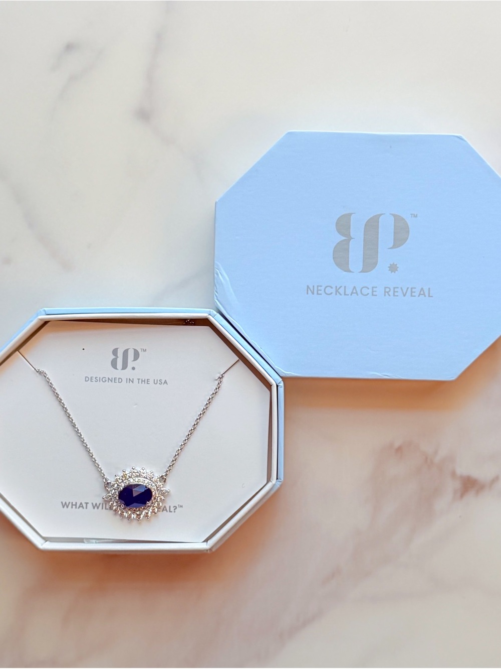 Bomb Party Dances In The Pause Necklace Blue Sapphire NWT 18”